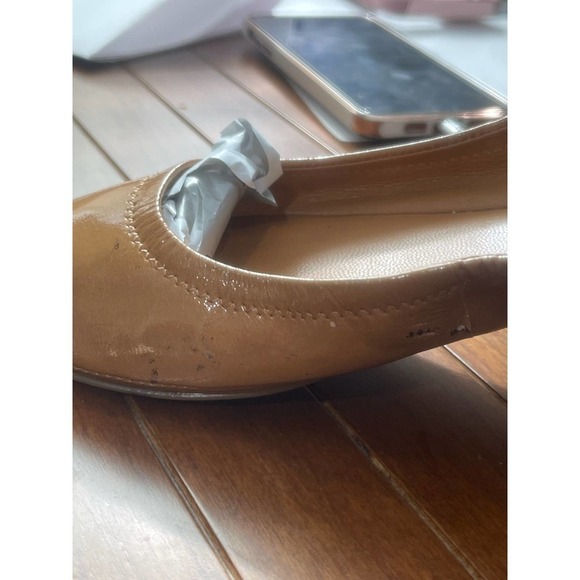 Tory Burch Eddie Ballet Flats Royal Tan Patent Leather Slip On Neutral Size 7 - Picture 12 of 12